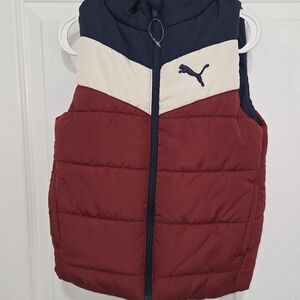 Puma Kids' Color Block Vest in Navy Red, and Cream Size 5.